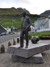 Standmynd til minnis um Victor Danielsen / The memorial stone of Victor Danielsen, Fuglafjørður.