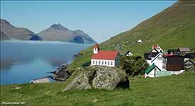 Kunoyar kirkja / Kirken i Kunoy / The church in Kunoy.